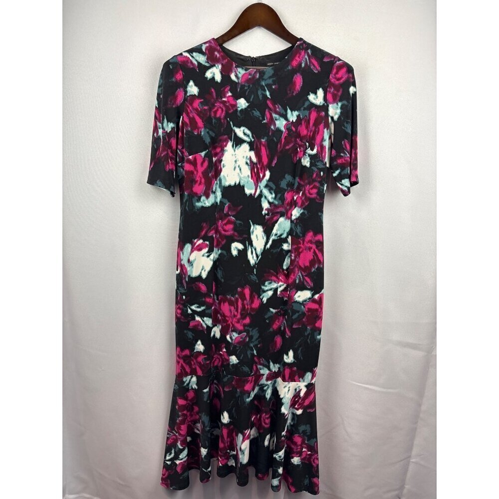 Women’s Vintage Maggy London Size 8 Short Sleeve Black with Magenta & White Wate
